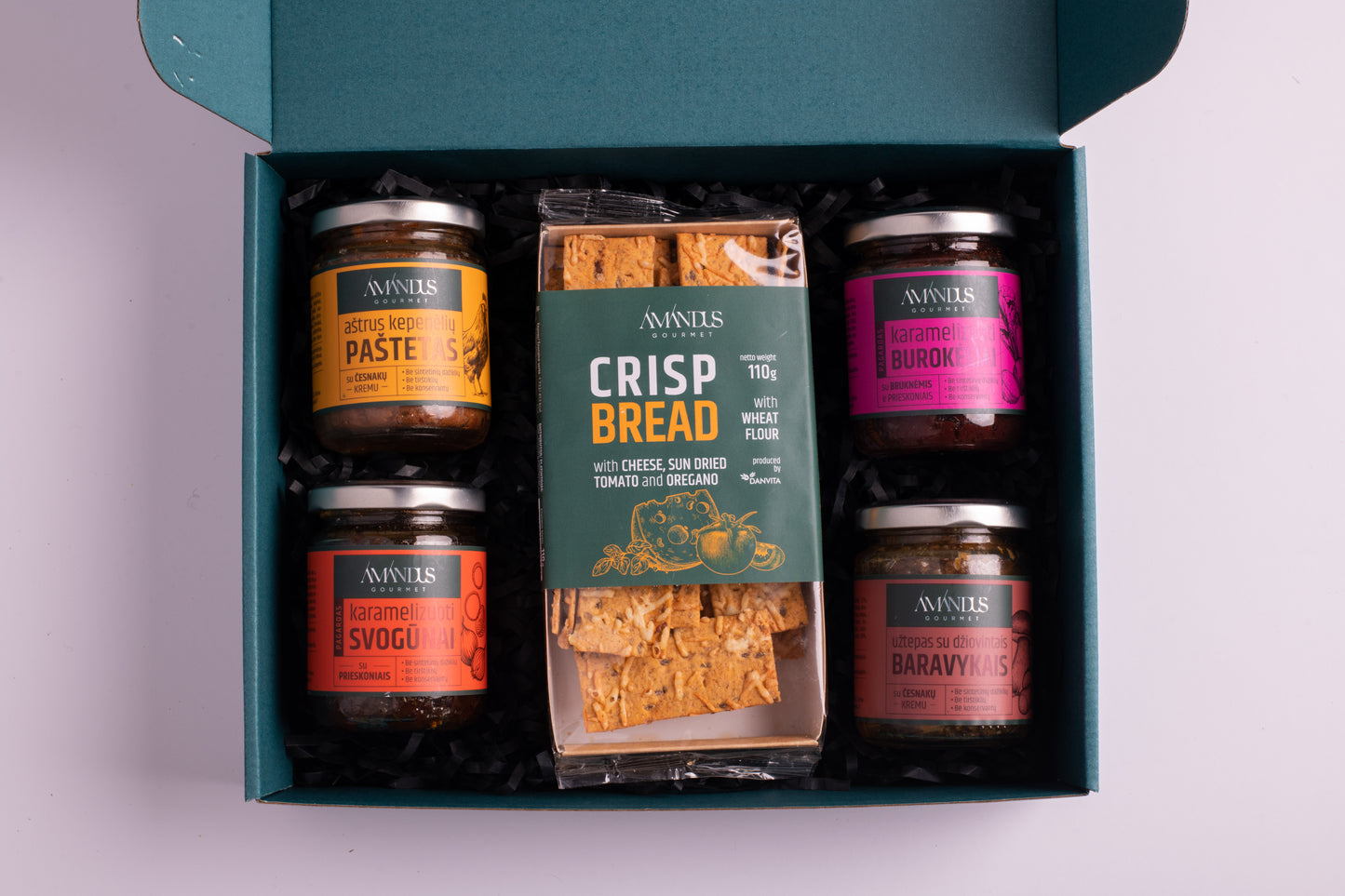 Small gift set: crispy bread and four exclusive condiments